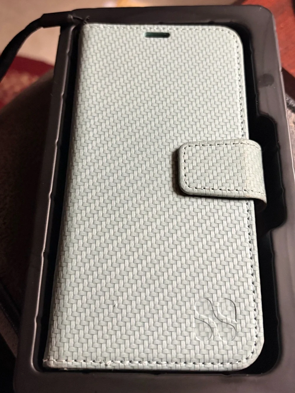 Unbranded Mint Green Woven Folio Phone Case with Magnetic Closure, iPhone 17